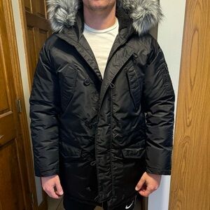 Men’s Calvin Klein Winter Puffer Jacket with Faux Fur Hood